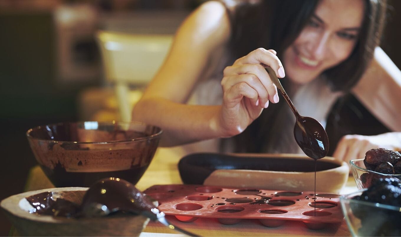woman making chocolate
